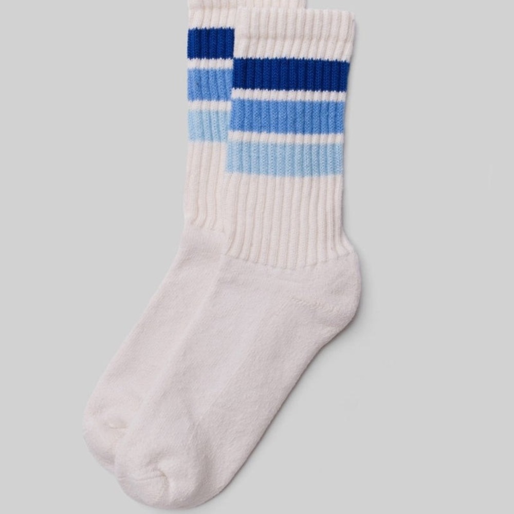 AMERICAN TRENCH RETRO BIRTHDAY STRIPE SOCKS BLUE MULTI OS NWT
